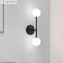 GobekUsa Modernist White Glass Sconce with Black/Gold Finish - 2 Bulbs - Wall Mounted for Living Room Lighting