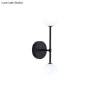 GobekUsa Modernist White Glass Sconce with Black/Gold Finish - 2 Bulbs - Wall Mounted for Living Room Lighting