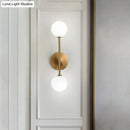 GobekUsa Modernist White Glass Sconce with Black/Gold Finish - 2 Bulbs - Wall Mounted for Living Room Lighting