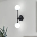 GobekUsa Modernist White Glass Sconce with Black/Gold Finish - 2 Bulbs - Wall Mounted for Living Room Lighting