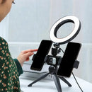 GobekUsa Modernist Circle Makeup Lamp: Metal Mobile Phone Support with LED Tripod Fill Lighting (Black)