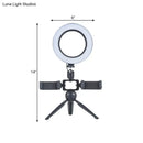 GobekUsa Modernist Circle Makeup Lamp: Metal Mobile Phone Support with LED Tripod Fill Lighting (Black)