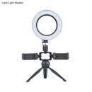 GobekUsa Modernist Circle Makeup Lamp: Metal Mobile Phone Support with LED Tripod Fill Lighting (Black)