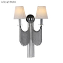 GobekUsa Modernist 2-Light Plastic Cone Shade Wall Sconce with Aluminum Tassel in Black/Silver