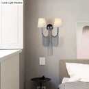 GobekUsa Modernist 2-Light Plastic Cone Shade Wall Sconce with Aluminum Tassel in Black/Silver