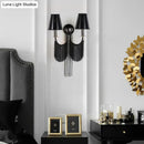 GobekUsa Modernist 2-Light Plastic Cone Shade Wall Sconce with Aluminum Tassel in Black/Silver