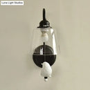 GobekUsa Modernist Clear Glass Cone Wall Lamp - 1 Light White/Black Flush Mount Sconce with White Bird