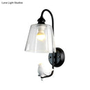 GobekUsa Modernist Clear Glass Cone Wall Lamp - 1 Light White/Black Flush Mount Sconce with White Bird