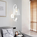 GobekUsa Modernist Clear Glass Cone Wall Lamp - 1 Light White/Black Flush Mount Sconce with White Bird