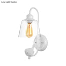 GobekUsa Modernist Clear Glass Cone Wall Lamp - 1 Light White/Black Flush Mount Sconce with White Bird