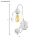 GobekUsa Modernist Clear Glass Cone Wall Lamp - 1 Light White/Black Flush Mount Sconce with White Bird