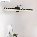 GobekUsa Modernist Acrylic Linear LED Vanity Wall Sconce - 15"/19"/23" Wide - Black/White - Curved Arm - Natural Light