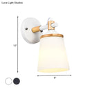 GobekUsa White/Black Modernist Wall Lamp with Cream Glass Shade