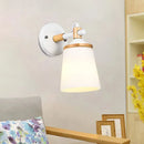 GobekUsa White/Black Modernist Wall Lamp with Cream Glass Shade