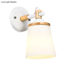 GobekUsa White/Black Modernist Wall Lamp with Cream Glass Shade
