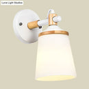 GobekUsa White/Black Modernist Wall Lamp with Cream Glass Shade