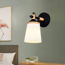 GobekUsa White/Black Modernist Wall Lamp with Cream Glass Shade
