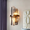 GobekUsa Modernist Clear Crystal Prism Sconce Lighting: 1-Light Black Wall Mounted Lamp for Bedside