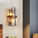 GobekUsa Modernist Clear Crystal Prism Sconce Lighting: 1-Light Black Wall Mounted Lamp for Bedside