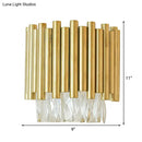 GobekUsa Modernist Clear Faceted Crystal Wall Mount 1 Light Brass Wall Light for Living Room