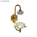 GobekUsa Modernist Style Brass Finish Wall Sconce with Crystal Shade - Lotus Clear