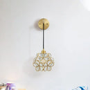 GobekUsa Modernist 1-Bulb Bedside Sconce Light: Brass Floral Ball Wall Lamp with Glass Shades (Pink/Clear/Light Pink)