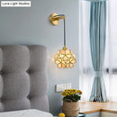 GobekUsa Modernist 1-Bulb Bedside Sconce Light: Brass Floral Ball Wall Lamp with Glass Shades (Pink/Clear/Light Pink)