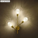 GobekUsa Modernist Brass Armed Sconce Lamp Wall Mount Light Fixure with Prismatic Glass Ball Shade - 3 Bulbs