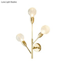 GobekUsa Modernist Brass Armed Sconce Lamp Wall Mount Light Fixure with Prismatic Glass Ball Shade - 3 Bulbs