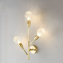 GobekUsa Modernist Brass Armed Sconce Lamp Wall Mount Light Fixure with Prismatic Glass Ball Shade - 3 Bulbs