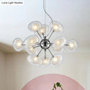 GobekUsa Modernist Burst Chandelier - Dual Oblate Glass - 12-Light Chrome Suspension Lighting