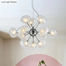 GobekUsa Modernist Burst Chandelier - Dual Oblate Glass - 12-Light Chrome Suspension Lighting