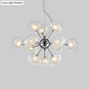 GobekUsa Modernist Burst Chandelier - Dual Oblate Glass - 12-Light Chrome Suspension Lighting