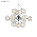 GobekUsa Modernist Burst Chandelier - Dual Oblate Glass - 12-Light Chrome Suspension Lighting