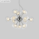 GobekUsa Modernist Burst Chandelier - Dual Oblate Glass - 12-Light Chrome Suspension Lighting