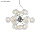 GobekUsa Modernist Burst Chandelier - Dual Oblate Glass - 12-Light Chrome Suspension Lighting