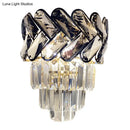 GobekUsa Modernist Black Crystal Flush Wall Sconce with 2 Lights - Elegant Family Room Light Fixture