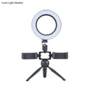GobekUsa Modernist Circle Makeup Lamp: Metal Mobile Phone Support with LED Tripod Fill Lighting (Black)