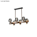 GobekUsa Modernist Clear/Amber/Smoke Glass Pendant Lamp with Linear Design - Cone Island Lighting (6/8 Lights, Black/Brass Ceiling)