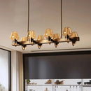 GobekUsa Modernist Clear/Amber/Smoke Glass Pendant Lamp with Linear Design - Cone Island Lighting (6/8 Lights, Black/Brass Ceiling)