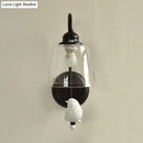 GobekUsa Modernist Clear Glass Cone Wall Lamp - 1 Light White/Black Flush Mount Sconce with White Bird