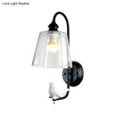 GobekUsa Modernist Clear Glass Cone Wall Lamp - 1 Light White/Black Flush Mount Sconce with White Bird