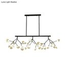 GobekUsa Modernist Clear Glass Dining Table Ceiling Pendant - Firefly Hanging Island Light in Black/Gold