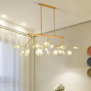 GobekUsa Modernist Clear Glass Dining Table Ceiling Pendant - Firefly Hanging Island Light in Black/Gold