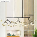 GobekUsa Modernist Clear Glass Dining Table Ceiling Pendant - Firefly Hanging Island Light in Black/Gold