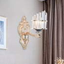 GobekUsa Modernist Conical Shade Wall Light Fixture with Crystal Rods - Gold - Ideal for Living Room