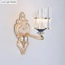GobekUsa Modernist Conical Shade Wall Light Fixture with Crystal Rods - Gold - Ideal for Living Room