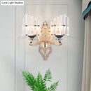 GobekUsa Modernist Conical Shade Wall Light Fixture with Crystal Rods - Gold - Ideal for Living Room