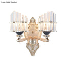 GobekUsa Modernist Conical Shade Wall Light Fixture with Crystal Rods - Gold - Ideal for Living Room