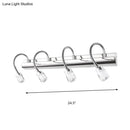 GobekUsa Modernist Crystal Vanity Wall Sconce with Gooseneck Arm - Clear Cylinder Shape, 3 Lights, 12.5"/18" W, Chrome